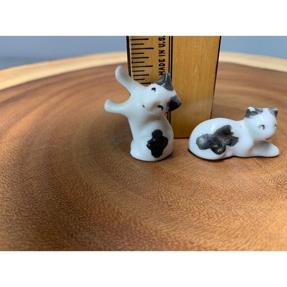 Vintage Miniature Cat Figurines Made In Japan Black & White Ceramic Set of 2 - Picture 8 of 10